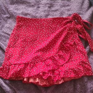 SHEIN Red Polka Dot Ruffle Skort